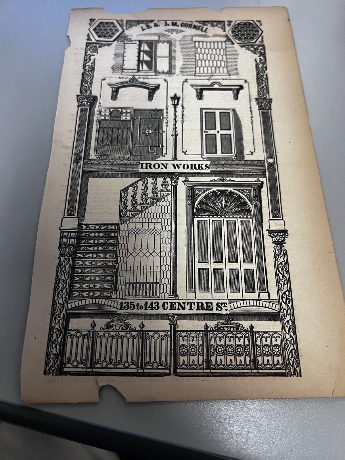 1870s Directory Page JB & JM Cornell Ornamental Iron Works Foundry Centre St NYC
