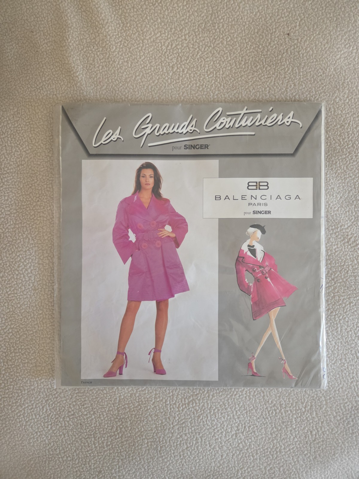 RARE Vintage 90\'s Balenciaga Sewing Pattern Tag Singer Patrons Griffes France