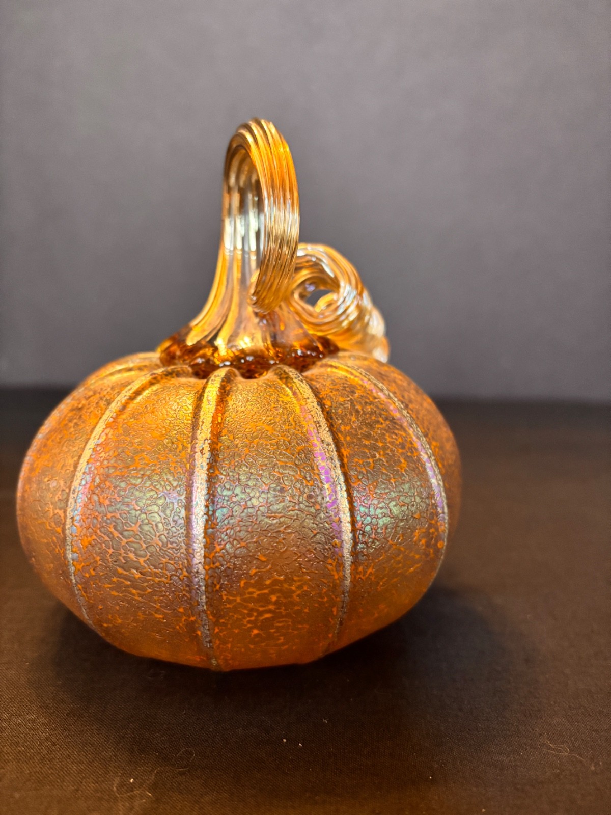 Jack Pine Glass Pumpkin Dusty Orange Speckled signed 2006 5.5\ Jack Pine Glass Pumpkin Dusty Orange Speckled signed 2006 5.5\