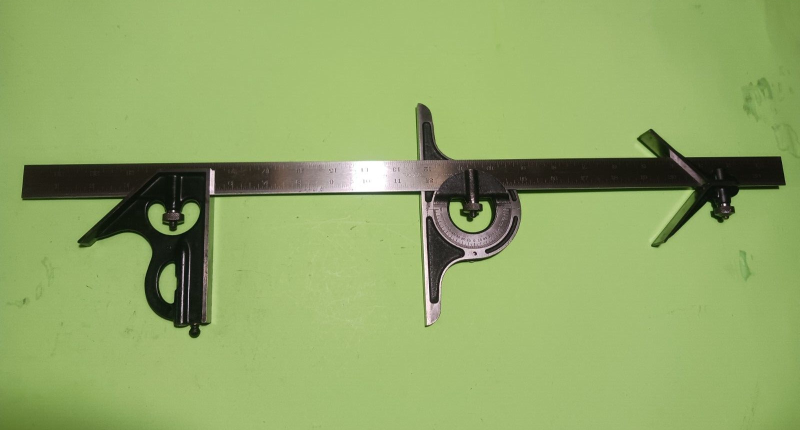 Vtge Lufkin Combination Square 5pcs Head,protractor,center Head,24 Vtge Lufkin Combination Square 5pcs Head,protractor,center Head,24