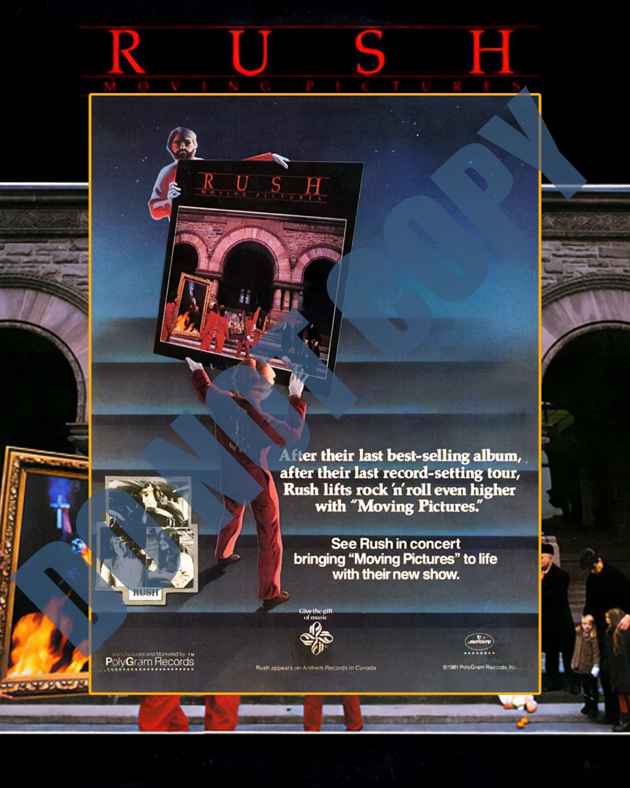 1981 Rush Moving Pictures Album Record Magazine Promo Flyer Ad 8x10 Photo