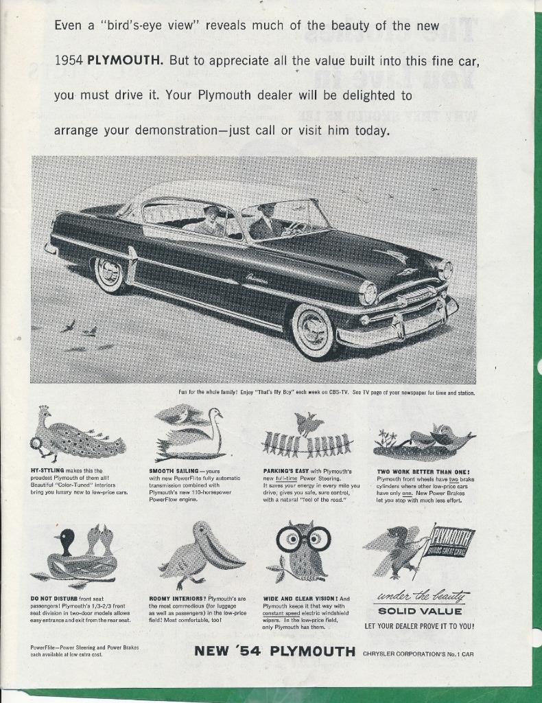 Magazine Ad - 1954 - Plymouth Belvedere