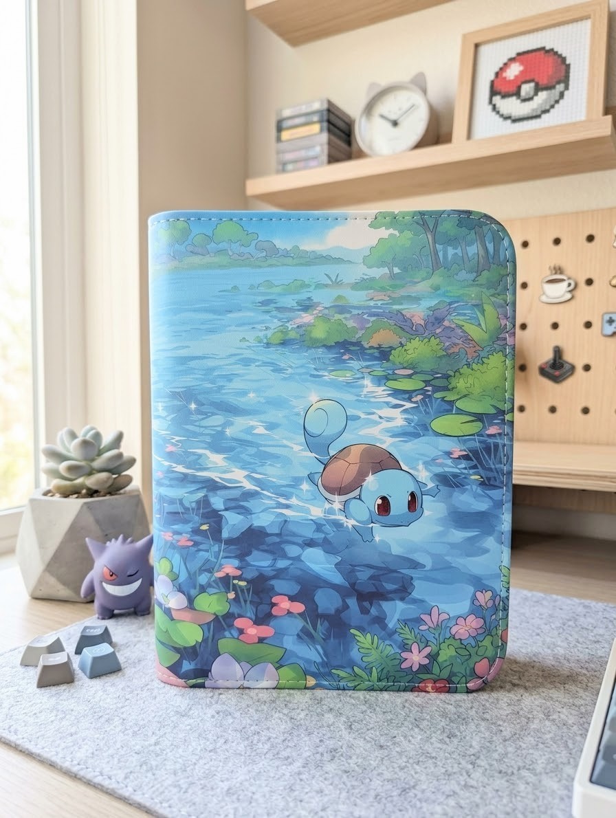 Pokemon Card Premium Binder Squirtle Slowpoke Album 4 pocket 160 cards TCG Green Pokemon Card Premium Binder Squirtle Slowpoke Album 4 pocket 160 cards TCG Green