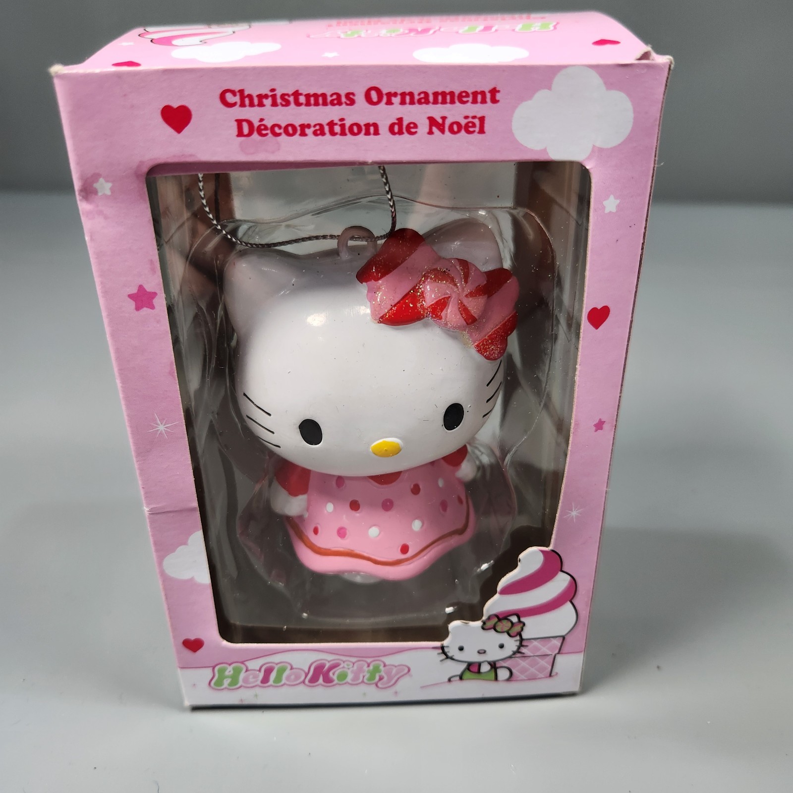 Kurt Adler Hello Kitty Christmas Ornament Peppermint Bow Pink Sanrio 2011
