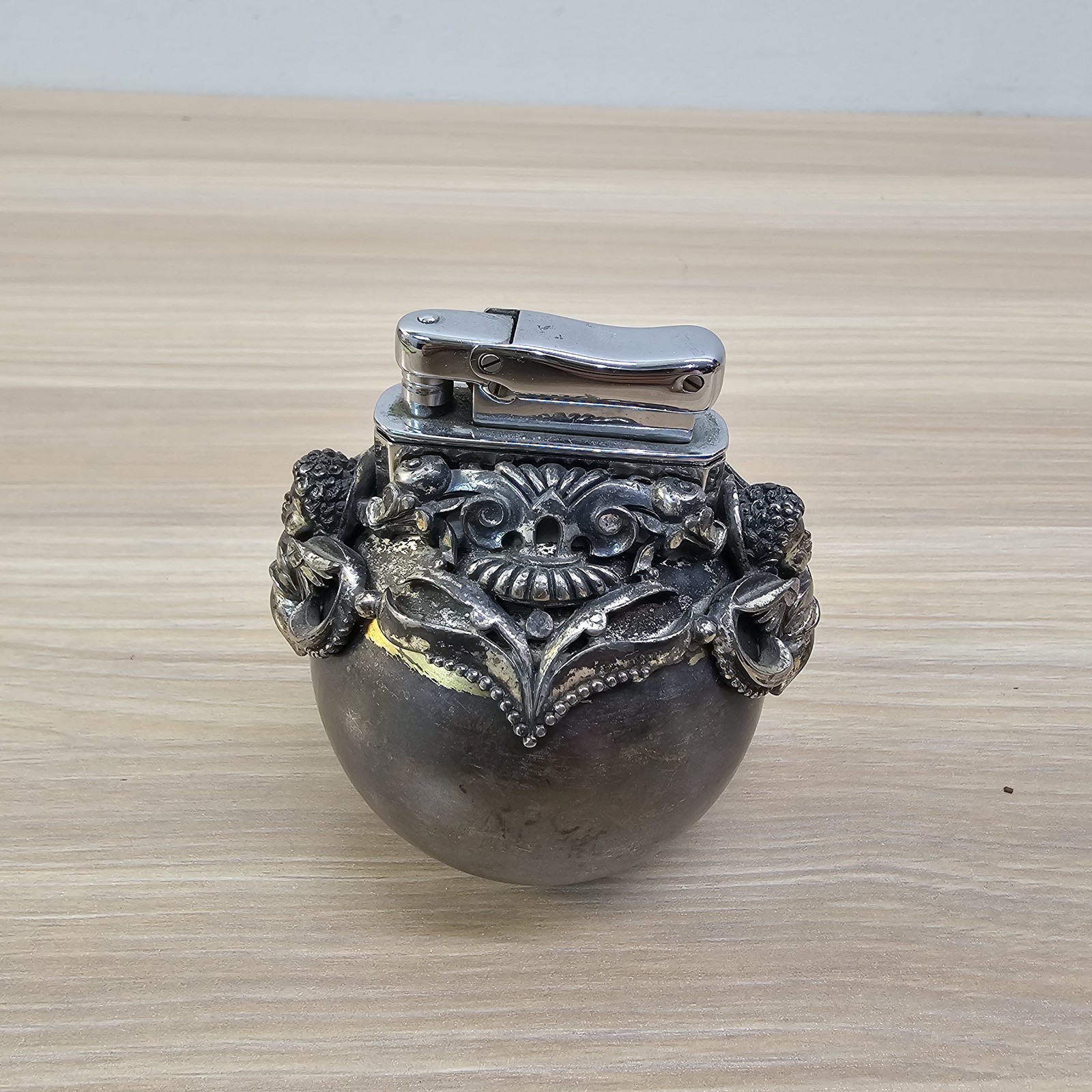 Vintage Collibri Kreissler Table Lighter Ornate Cherub Art Deco 40s West Germany
