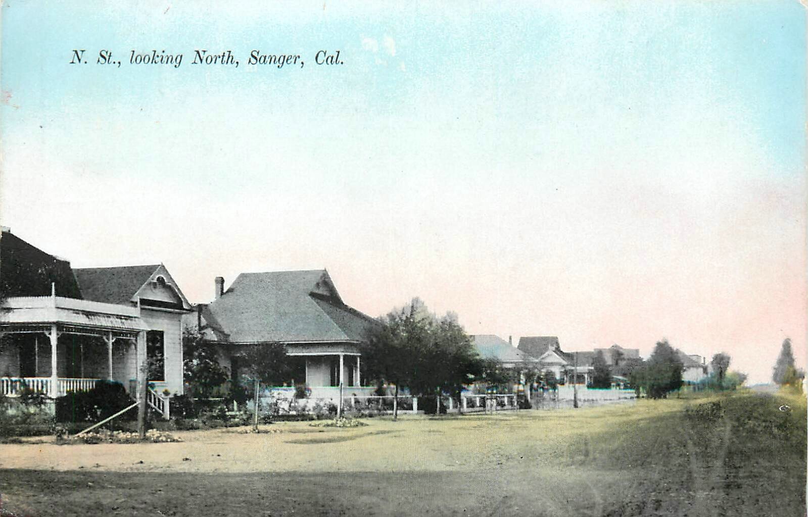 Postcard C-1910 Sanger California N. Street looking North Brehler  24-7126
