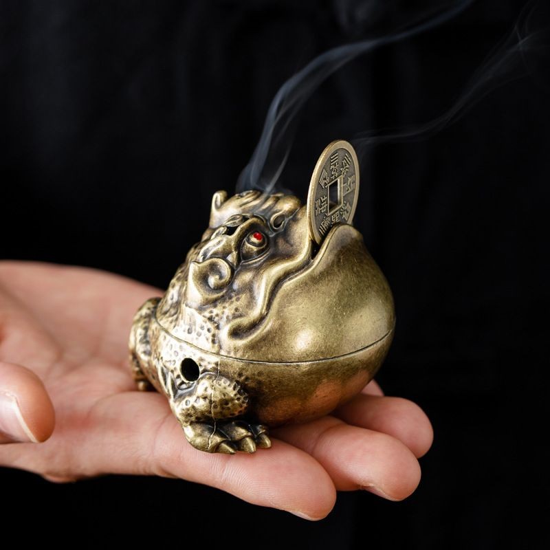 New Alloy Three Legged Toad Incense Burner Chinese Style Home Decor Ornament