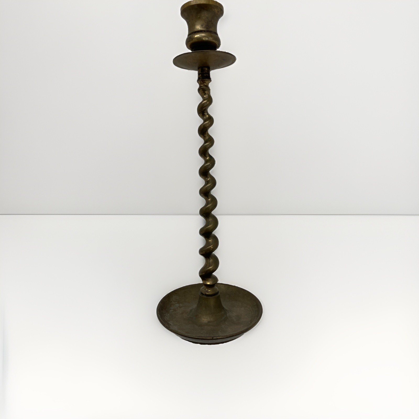 Vintage Williamsburg Solid Brass Barley Twist Candle Stick 10.5”