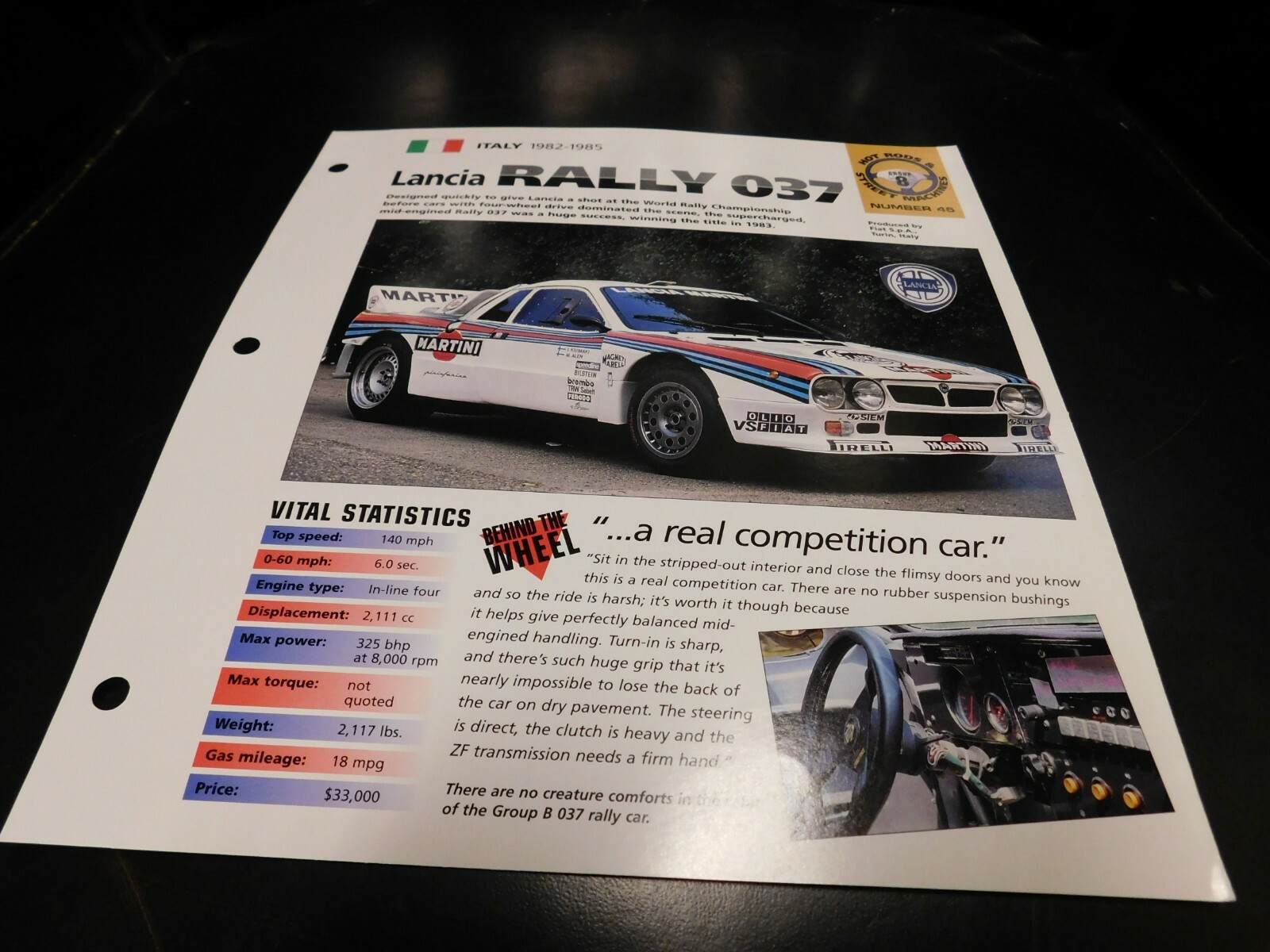 1982-1985 Lancia Rally 037 Spec Sheet Brochure Photo Poster 1983 1984 1982-1985 Lancia Rally 037 Spec Sheet Brochure Photo Poster 1983 1984