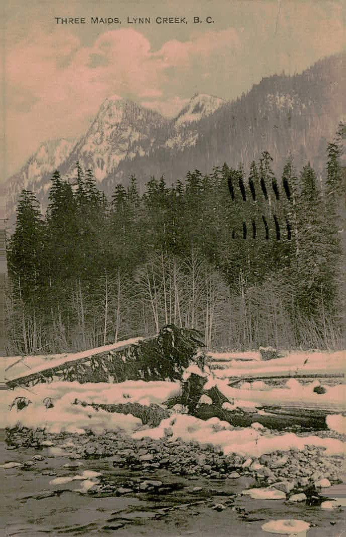 Three Maids Lynn Creek BC British Columbia Canada Vintage Postcard 1913 Three Maids Lynn Creek BC British Columbia Canada Vintage Postcard 1913