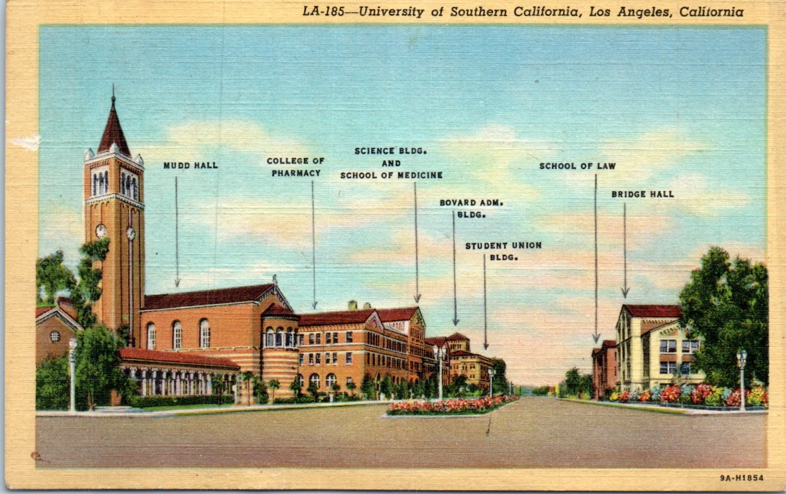 1939 University of Southern California Los Angeles California Postcard