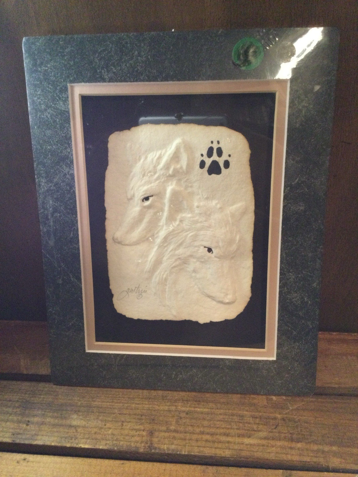 JOHN GUTHRIE NATIVE AMERICAN INDIAN PAPER CAST WOLVES SIGNED MATTED 8 X 10 ART