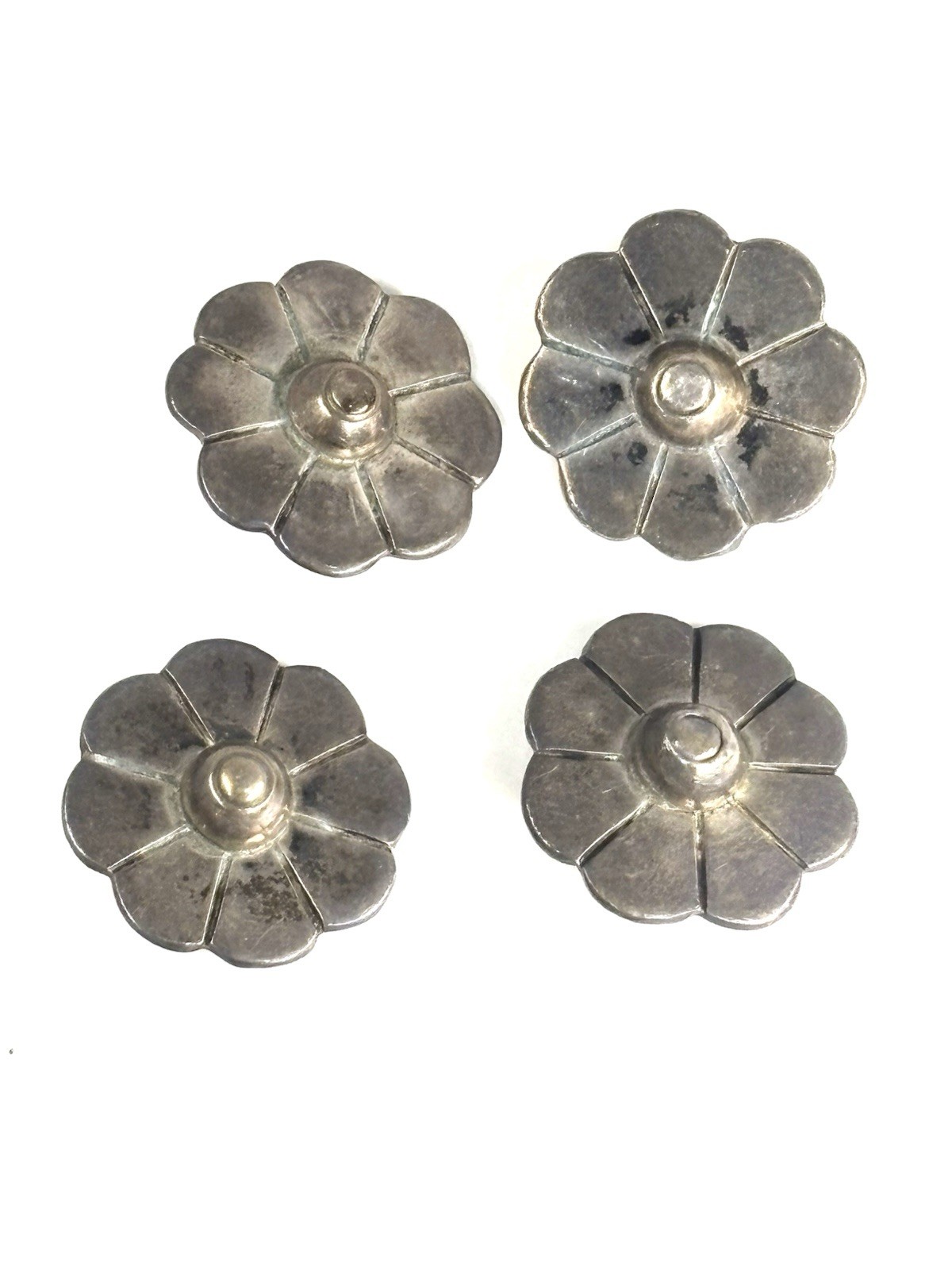 Set Of 4 Early Midcentury Taxco 980 Silver Buttons