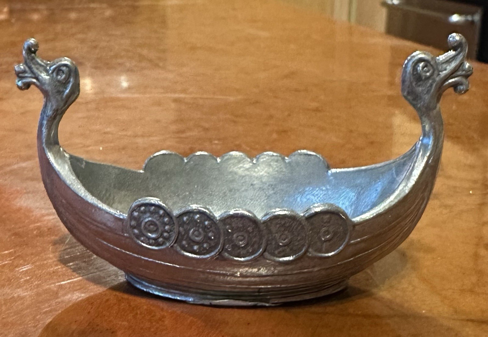 Vintage Husfliden Oslo Norwegian Pewter Viking Longship Salt Cellar Dish Norway