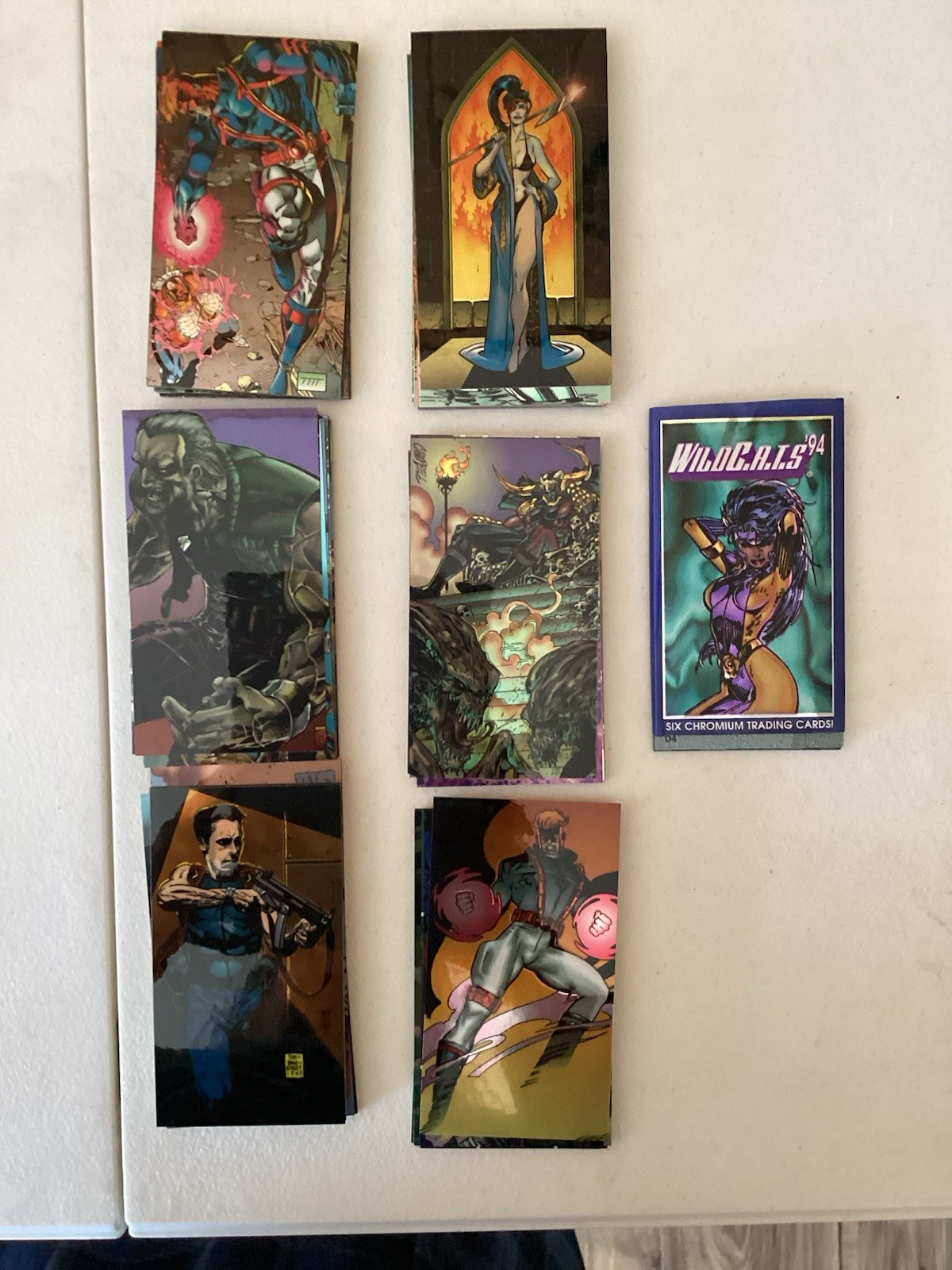 1994 WILDSTORM WILDCATS ALL-CHROMIUM WIDEVISION BASE 96 CARD SET + 6 INSERTS 1994 WILDSTORM WILDCATS ALL-CHROMIUM WIDEVISION BASE 96 CARD SET + 6 INSERTS