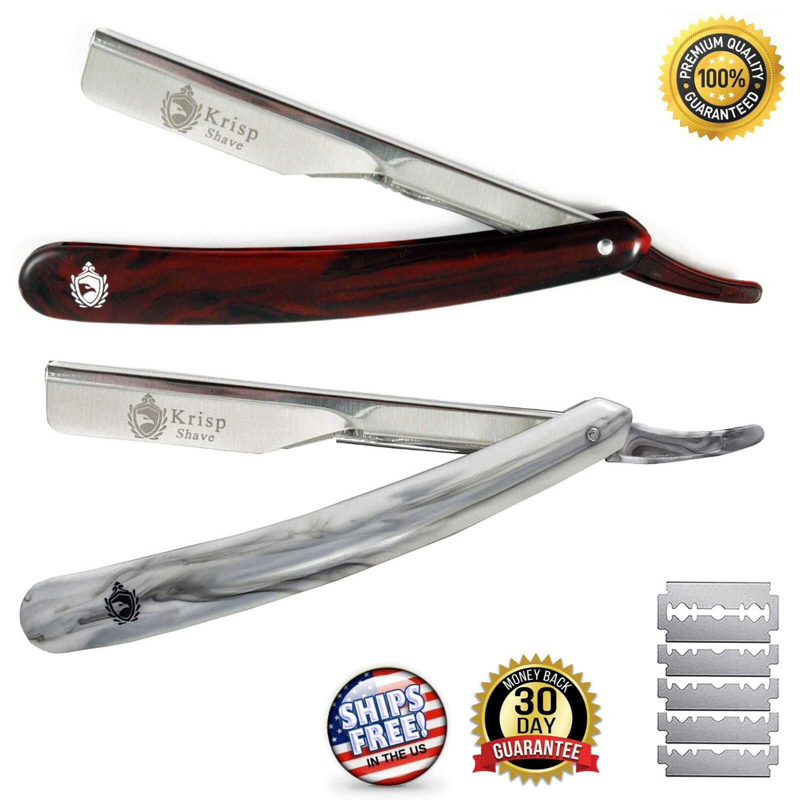 10 BLADES + BARBER CUT THROAT SHAVETTE STRAIGHT EDGE SHAVING RAZOR NAVAJA 2 PCS