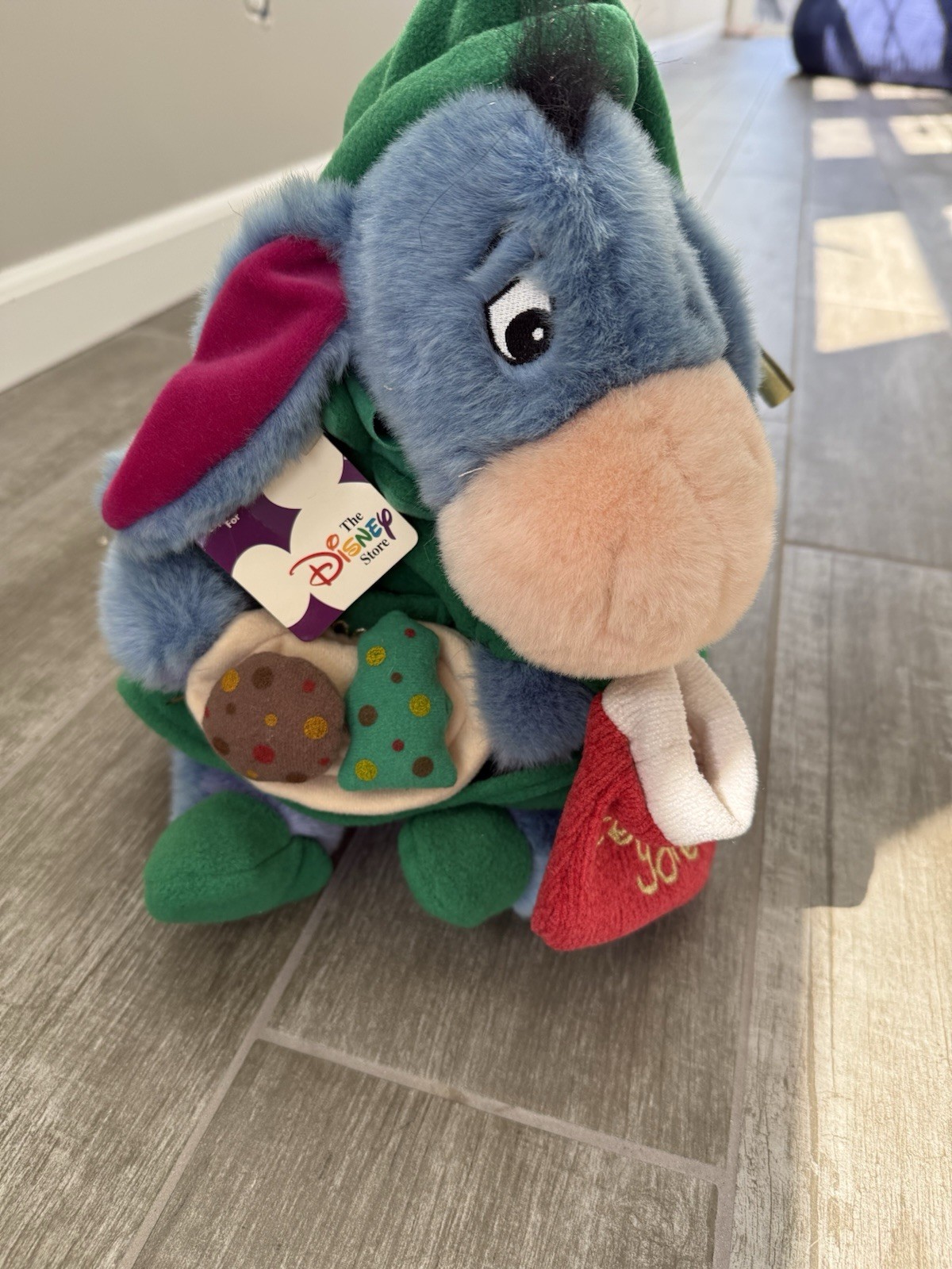 Vintage 2000 Disney Store Eeyore Christmas Plush 13” NWT Cookies Y2K Pooh