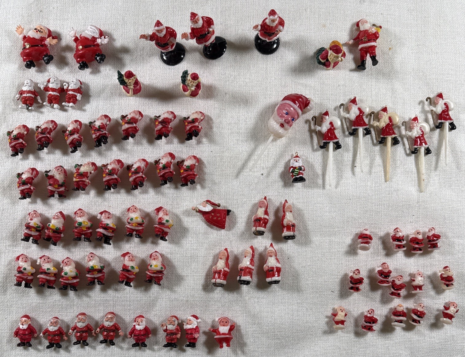 VTG Mini Plastic Santa Claus Lot 73pc Christmas Figurines Hong Kong Japan VTG Mini Plastic Santa Claus Lot 73pc Christmas Figurines Hong Kong Japan