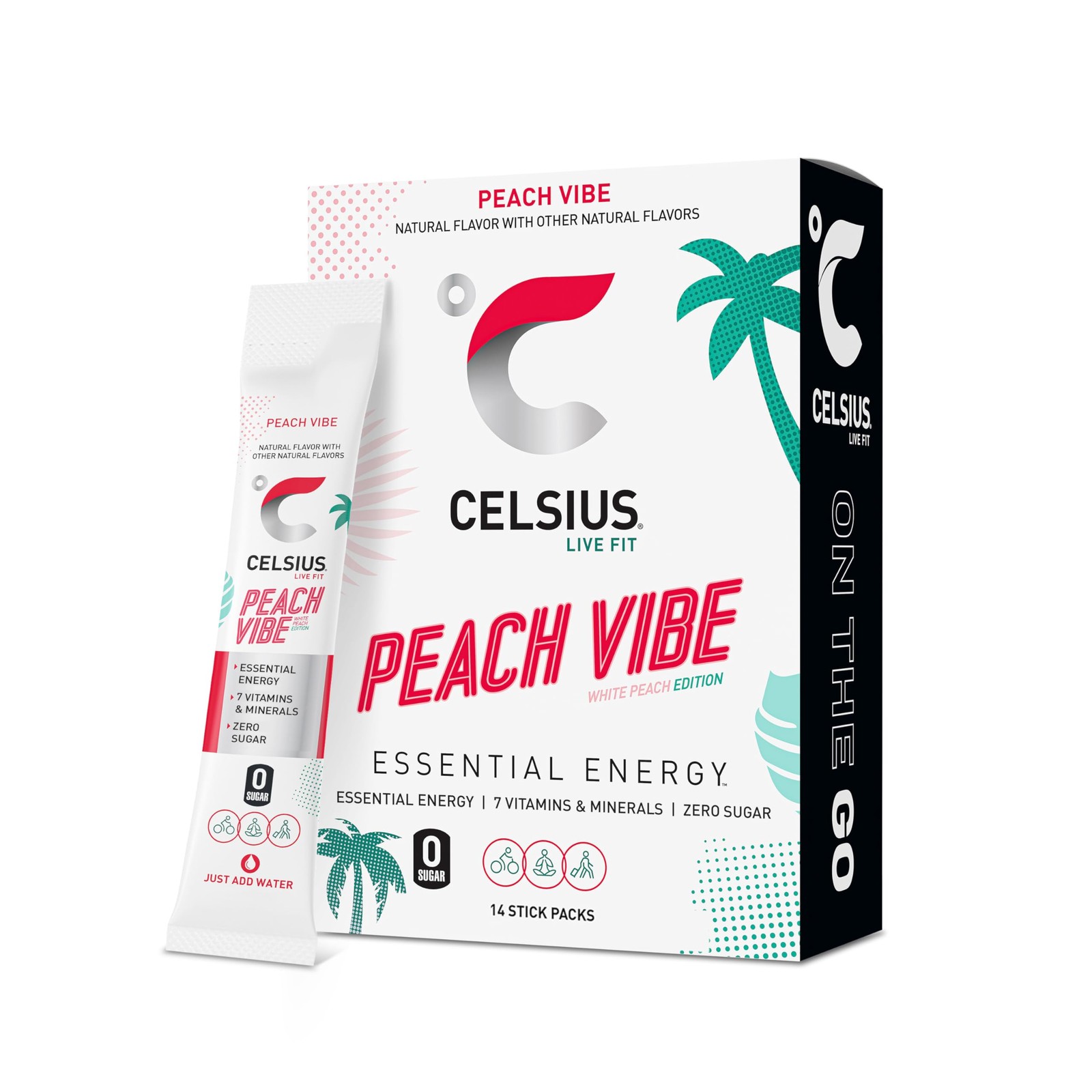 CELSIUS On The Go PEACH VIBE, Sugar Free Energy Drink 0.19 Ounce (Pack of 14) CELSIUS On The Go PEACH VIBE, Sugar Free Energy Drink 0.19 Ounce (Pack of 14)