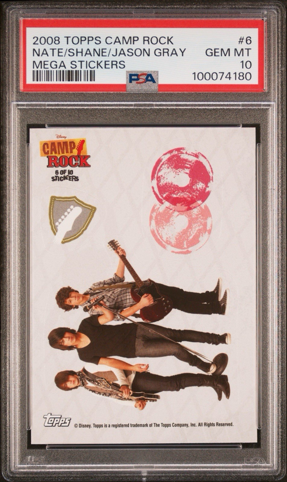 2008 Topps Disney Camp Rock #6 Mega Stickers Jonas Brothers | Pop 1 | PSA 10