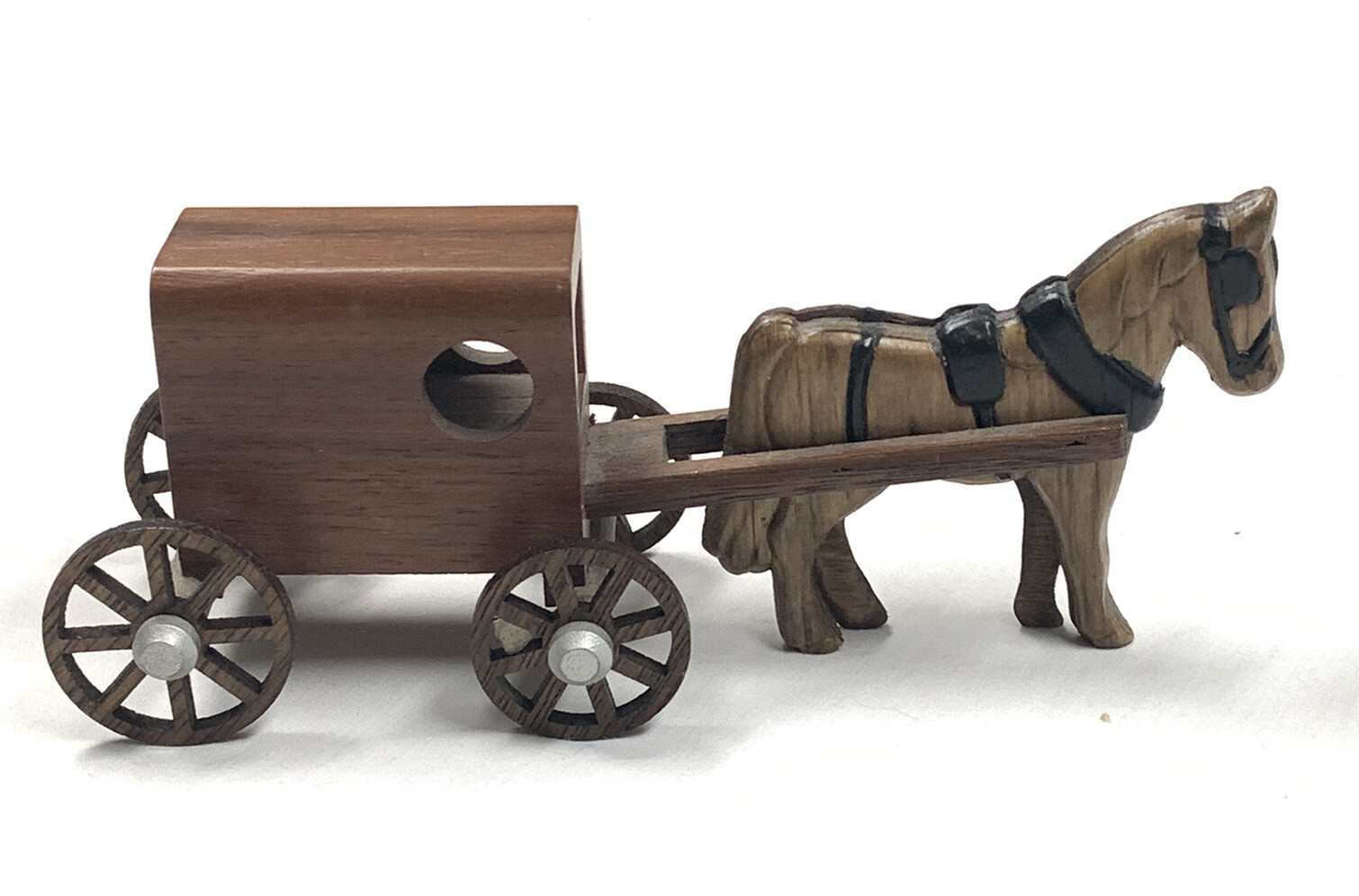 1992 Handmade Wooden Miniature Amish Horse & Buggy  6\