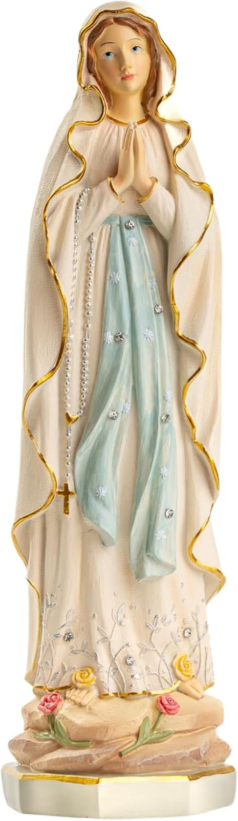 Our Lady of Lourdes Statue 11.5 Inch Blessed Virgin Mary Catholic Home Altar