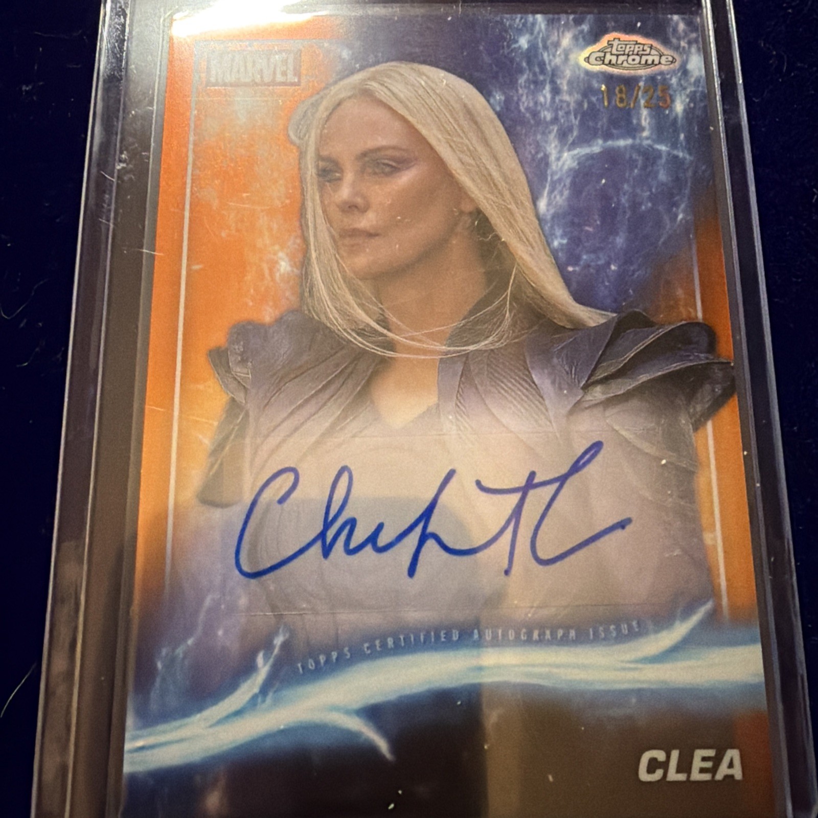 Topps 2025 Marvel Studios Chrome Charlize Theron Clea Auto AA-CT 18/25