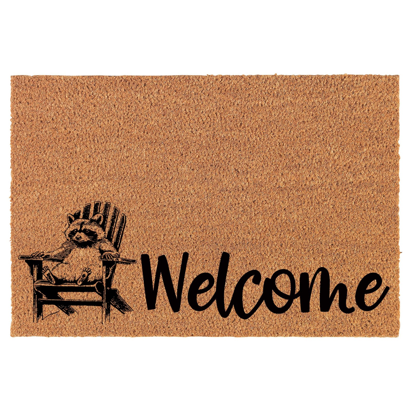 Welcome Doormat Coco Coir Door Mat Gift Welcome Raccoon in Adirondack Chair Funn Welcome Doormat Coco Coir Door Mat Gift Welcome Raccoon in Adirondack Chair Funn