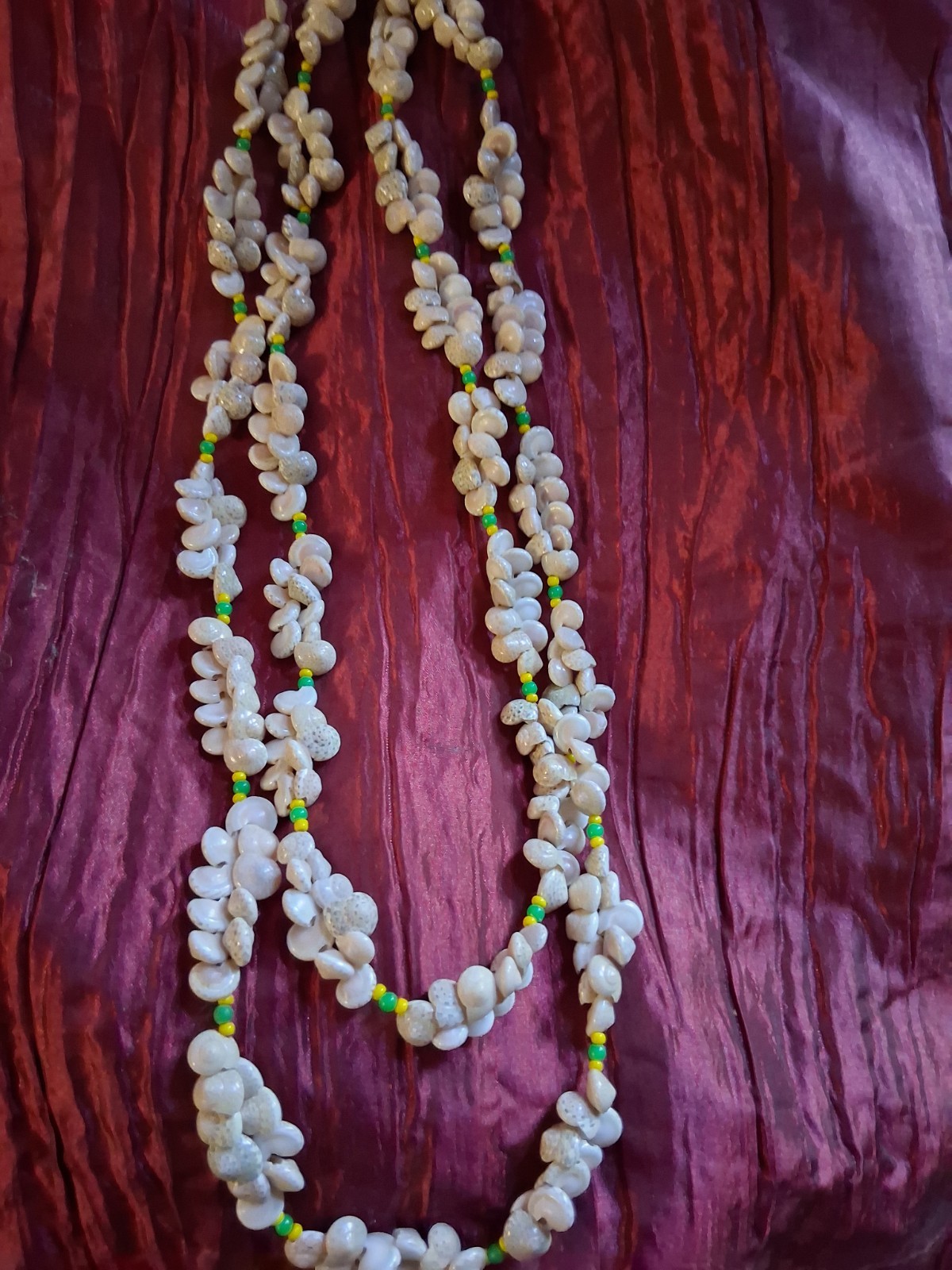 54 Inch Vintage Hawaiian Double Strung Snail Shell Necklace
