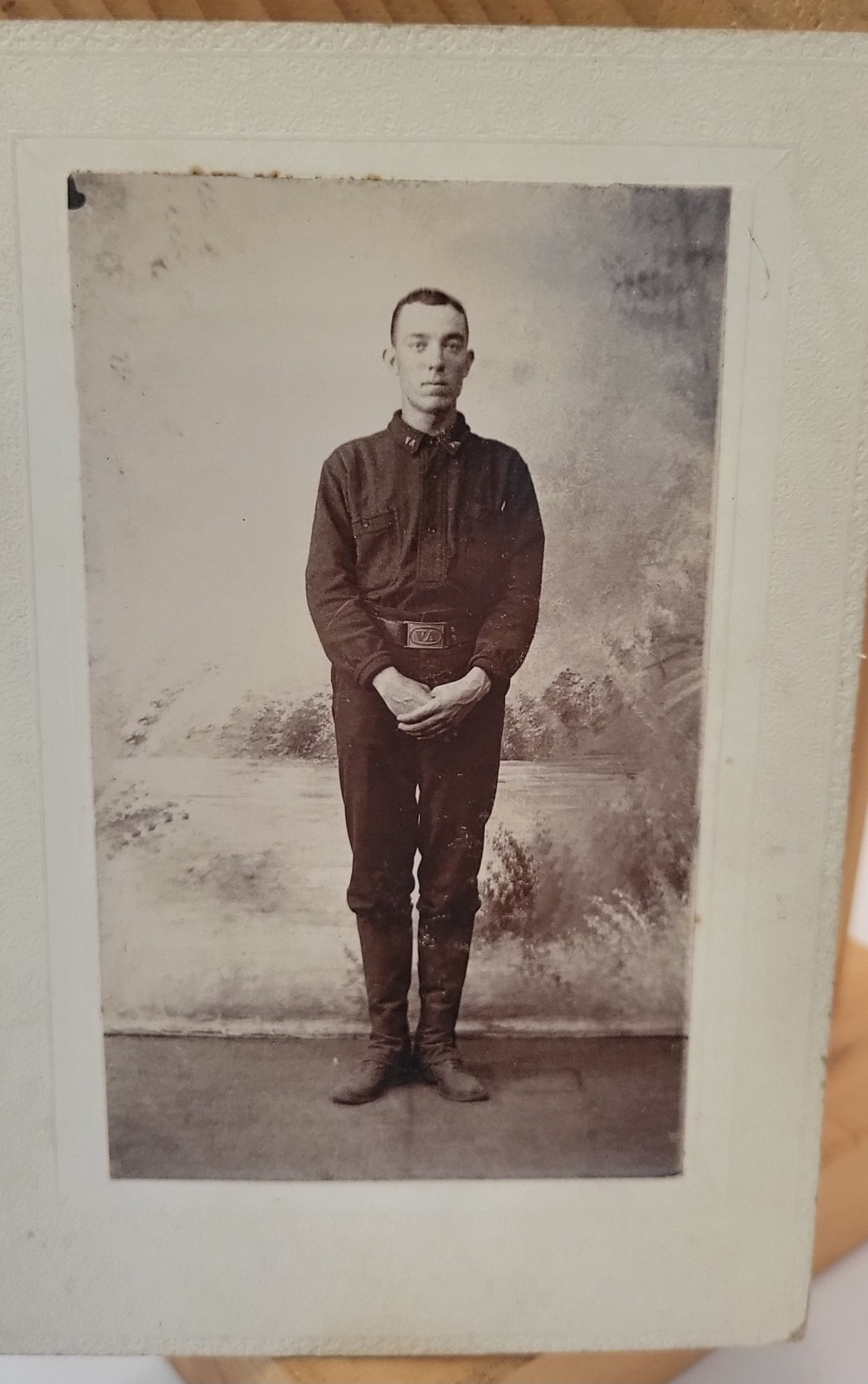 Antique 1898 Spanish American War Photo John Nobuga Uniform VA Belt Buckle