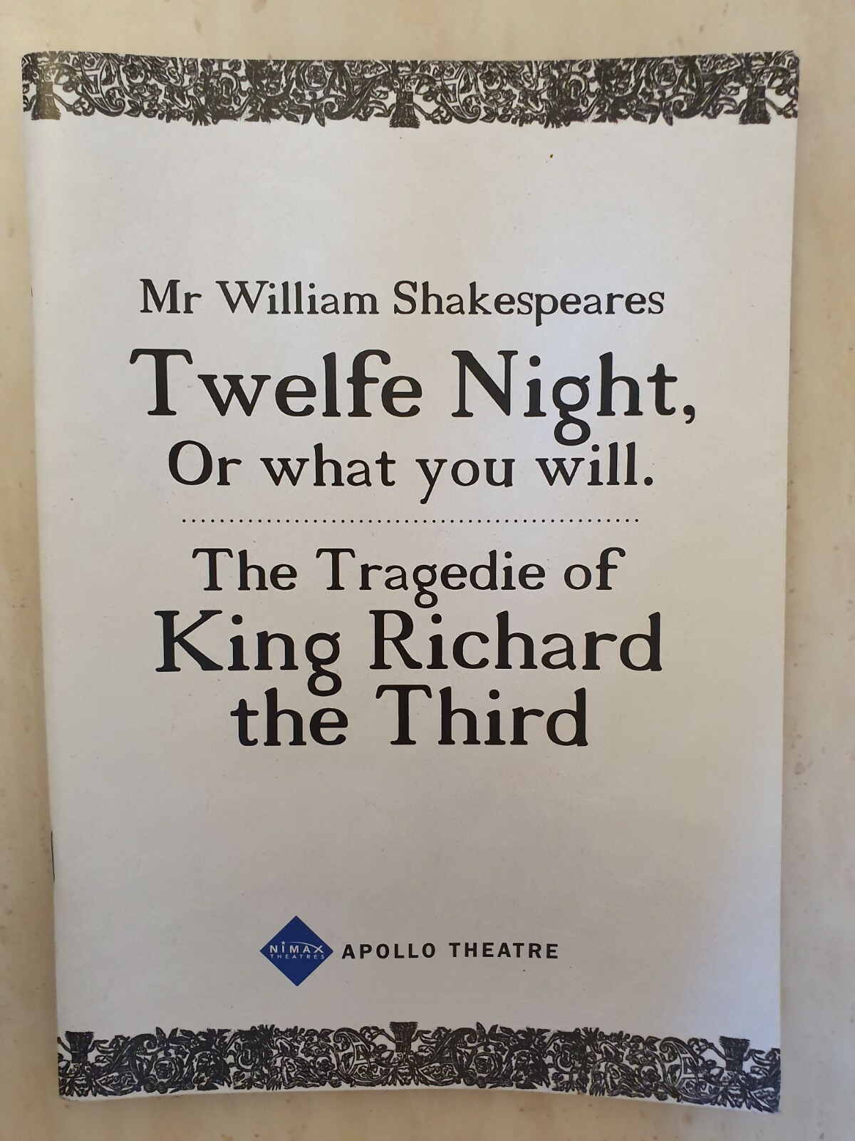 TWELFE NIGHT / THE TRAGEDIE OF KING RICHARD THE THIRD - STEPHEN FRY MARK RYLANCE
