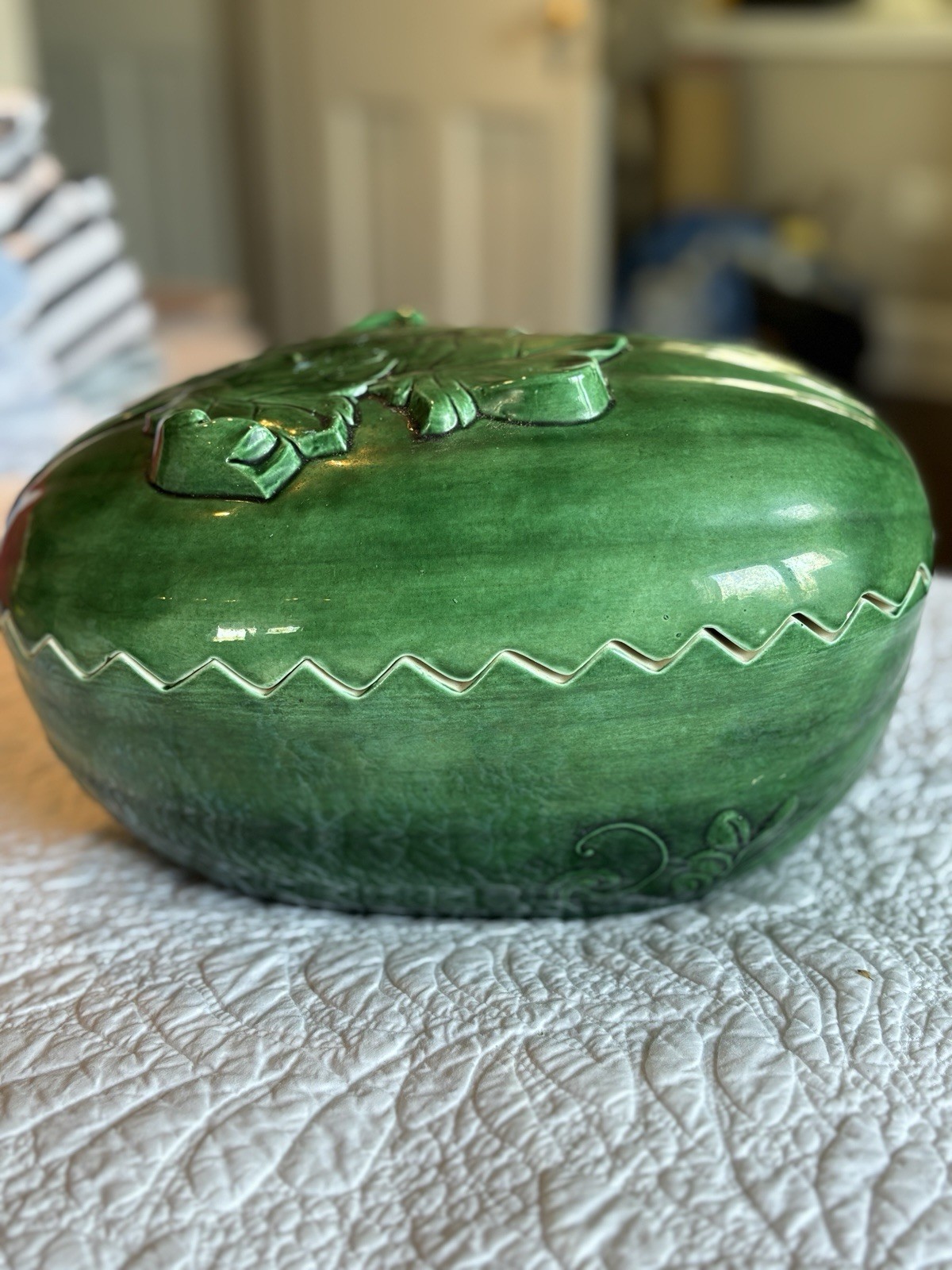 VINTAGE Majolica Watermelon Tureen with Lid VINTAGE Majolica Watermelon Tureen with Lid