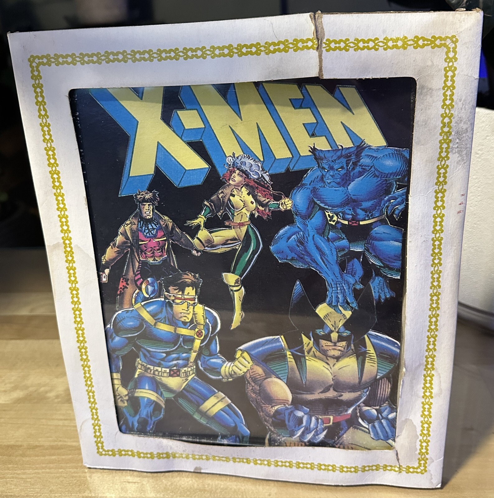 Vtg 90s X-Men CARNIVAL Fair Prize GLASS Picture Marvel Superheroes 12