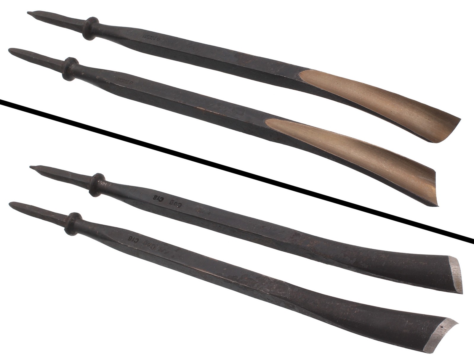 Unused/Unhafted Cog C16/Cog C18 R. & L. Back Bent Gouges-H. Taylor- mjdtoolparts Unused/Unhafted Cog C16/Cog C18 R. & L. Back Bent Gouges-H. Taylor- mjdtoolparts