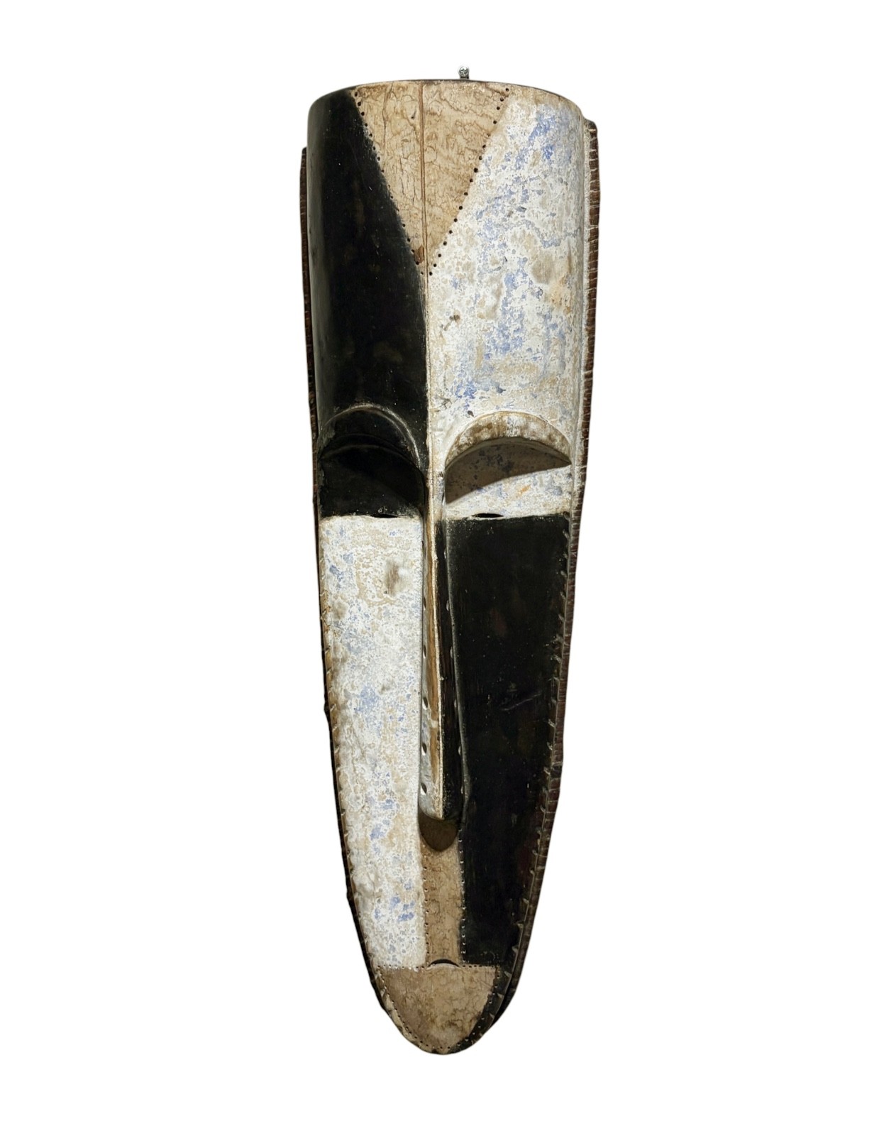 # 1291 Vintage Large Fang Mask Elongated Face Gabon African Mask 32.25 # 1291 Vintage Large Fang Mask Elongated Face Gabon African Mask 32.25