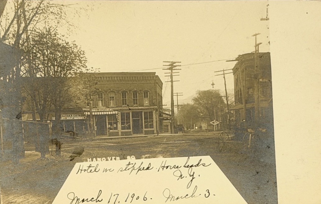 Horseheads NY RPPC Hanover Sq Meat Market Wightmans Pharmacy Postcard I37