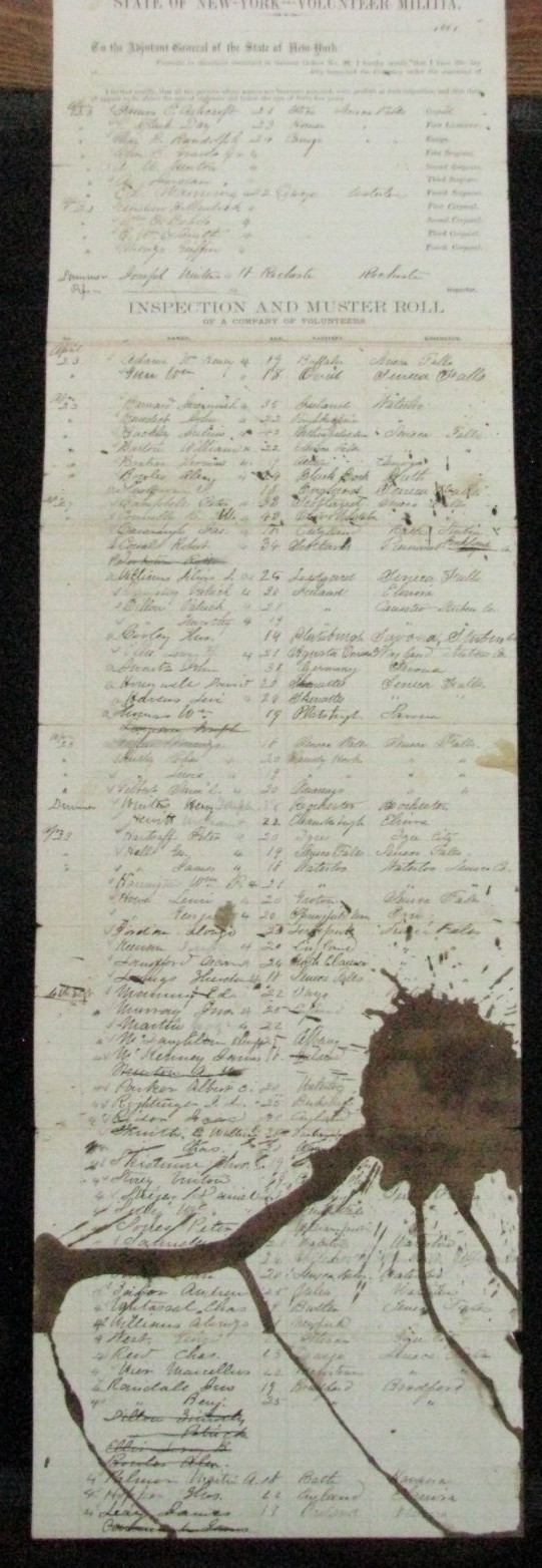 CIVIL WAR SENECA FALLS NEW YORK VOLUNTEERS 1861 ROSTER