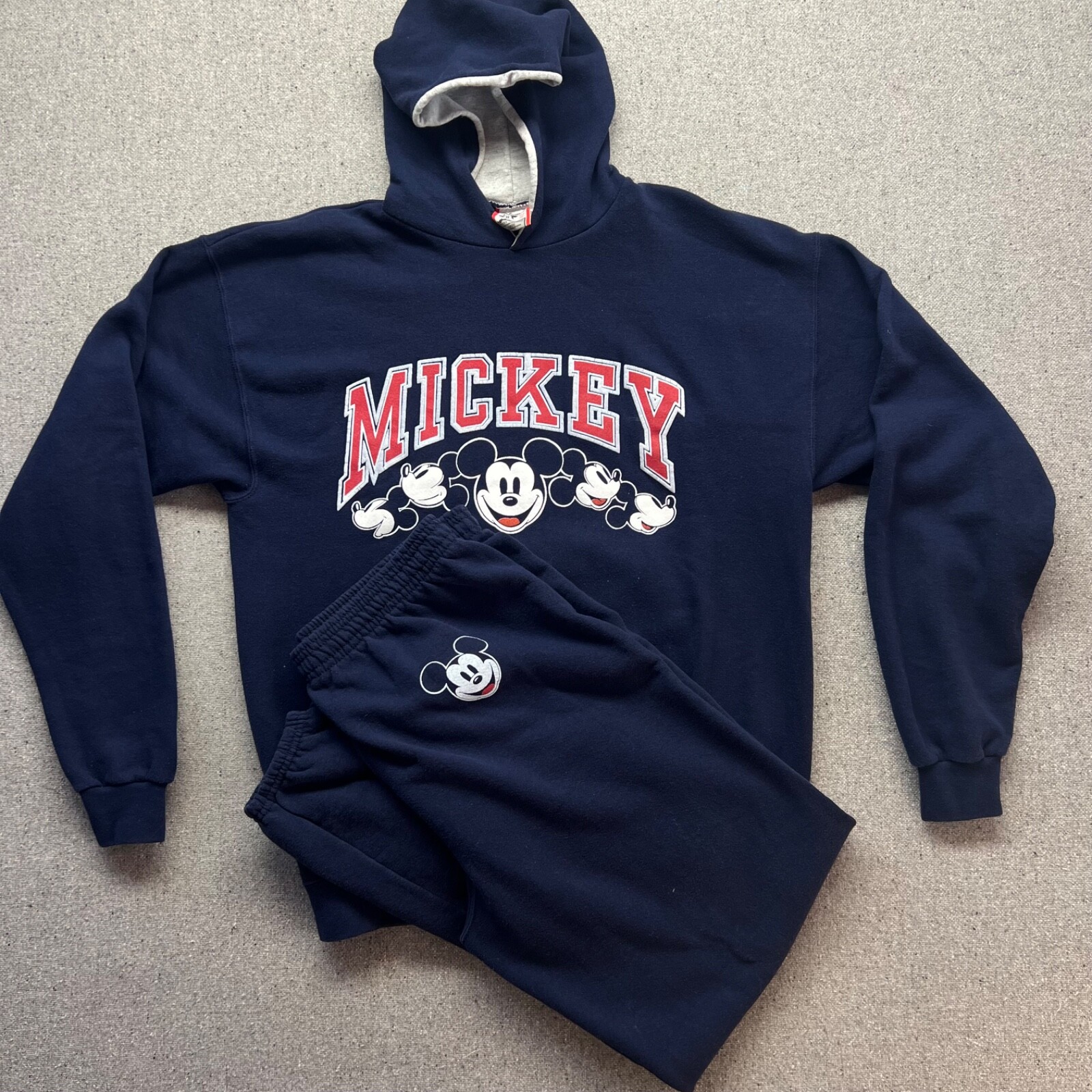 Vintage MICKEY MOUSE Large Mens Blue Sweatsuit Made In USA Tracksuit