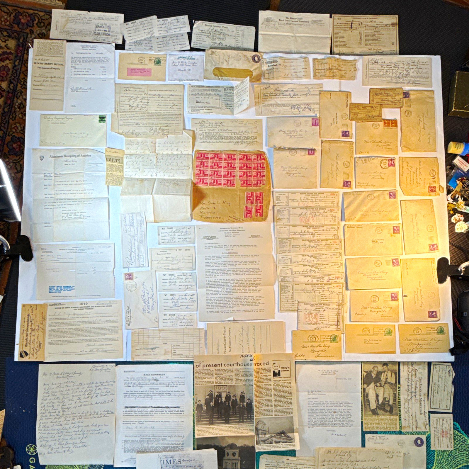 100+ Pc Maryville Tennessee Blount County Ephemera Lot Checks Letters 1900s-40s