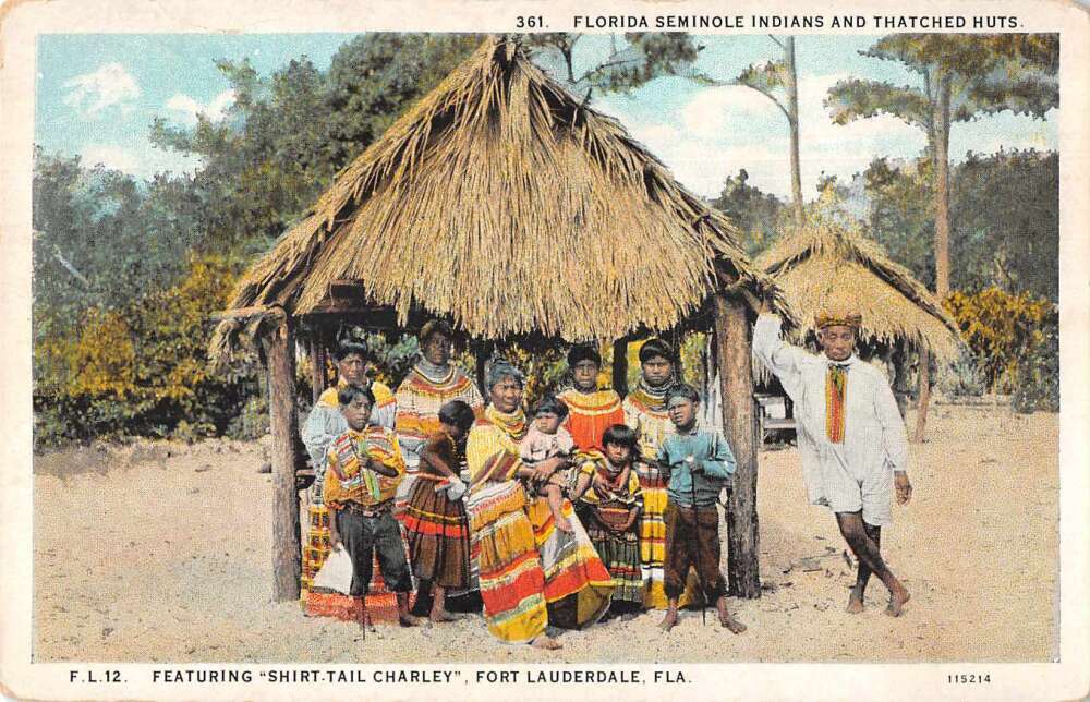 Fort Lauderdale Florida Seminole Indians Shirt Tail Charley Postcard AA11579 Fort Lauderdale Florida Seminole Indians Shirt Tail Charley Postcard AA11579
