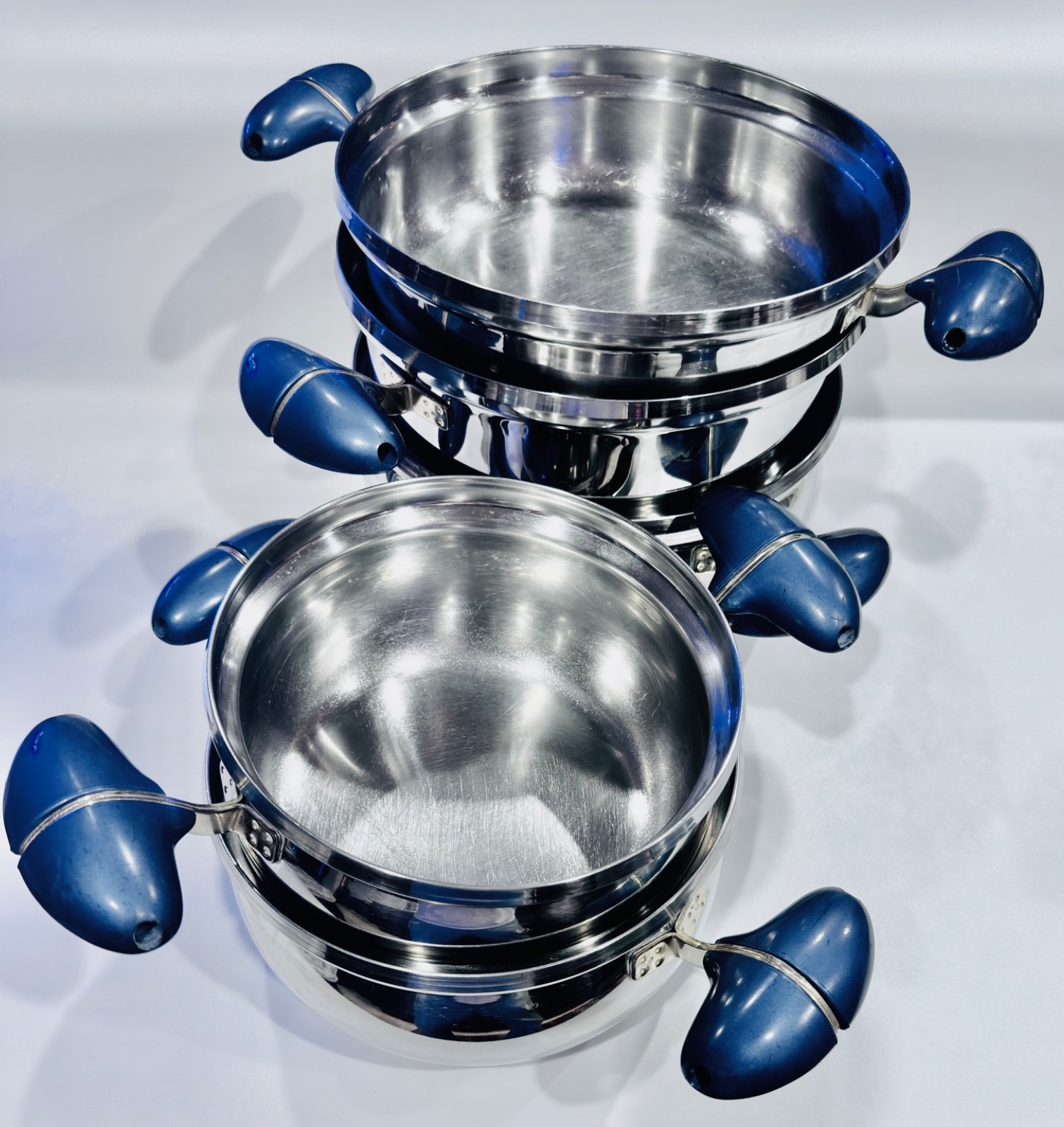 Vintage Seshin 5 Piece Total Kitchen Ware Korean Stainless Cookware NO LIDS Rare