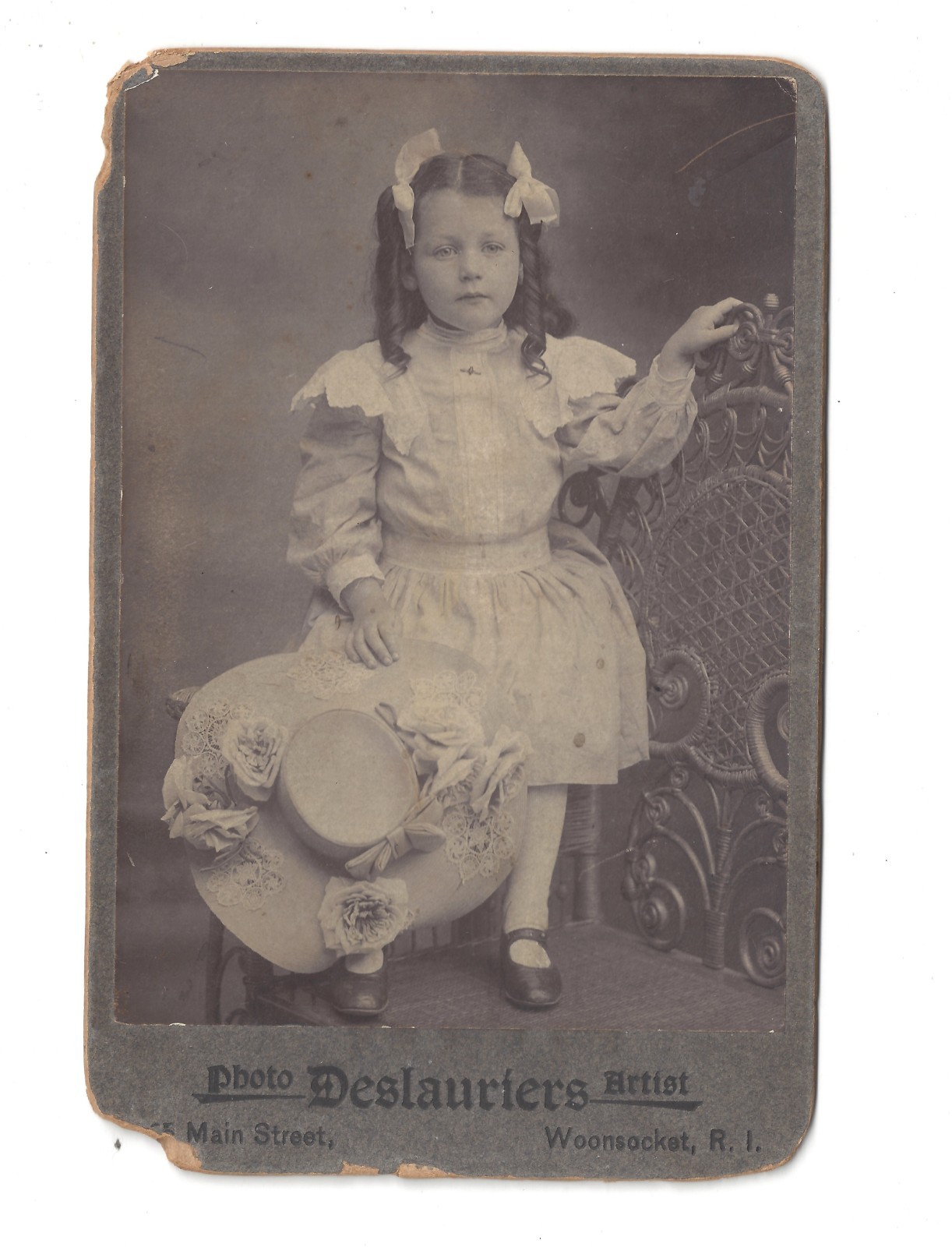 Antique Cabinet Photo Two Women Victorian Dresses I.H. Mass Passaic NJ c1900