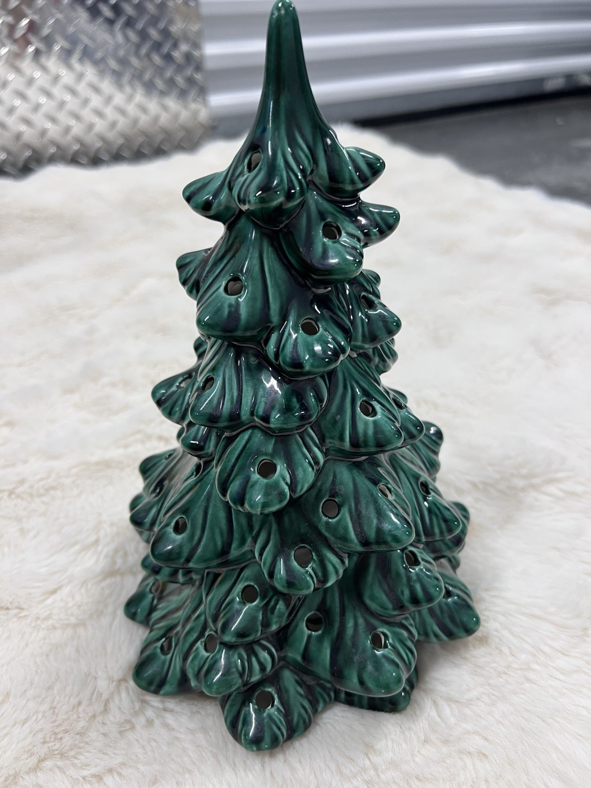 Vtg Holland Mold Ceramic 10.5” Christmas Tree Missing Lights - No Base Vtg Holland Mold Ceramic 10.5” Christmas Tree Missing Lights - No Base