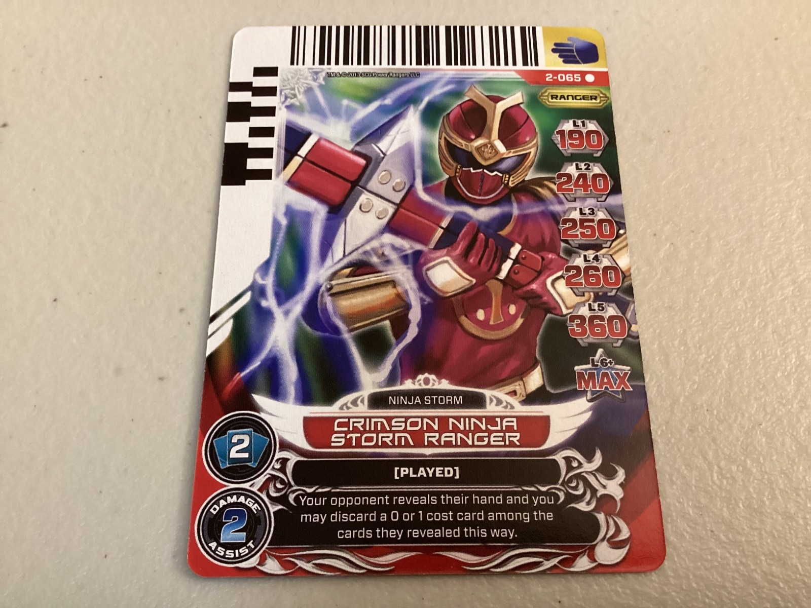 Power Rangers Action Card Game Ninja Storm Crimson Ranger Card 2-065 ACG 2013