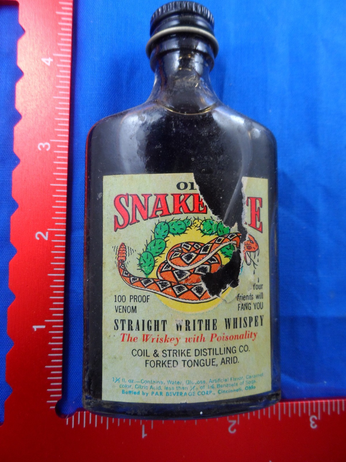 Vintage Snake Bite Bottle 4-1/8\