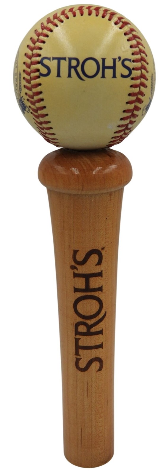 Vintage Stroh's Beer Brewery Old Baseball Bat Advertising Bar Tap Handle
