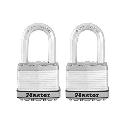 Master Lock Heavy Duty Outdoor Padlock with Key, 2 Pack Keyed - Silver