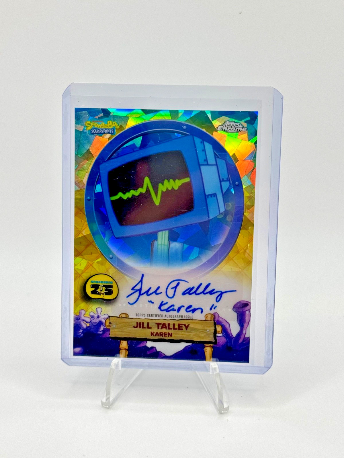 2025 Topps Chrome SpongeBob Sapphire Auto Jill Talley Karen #SA-K