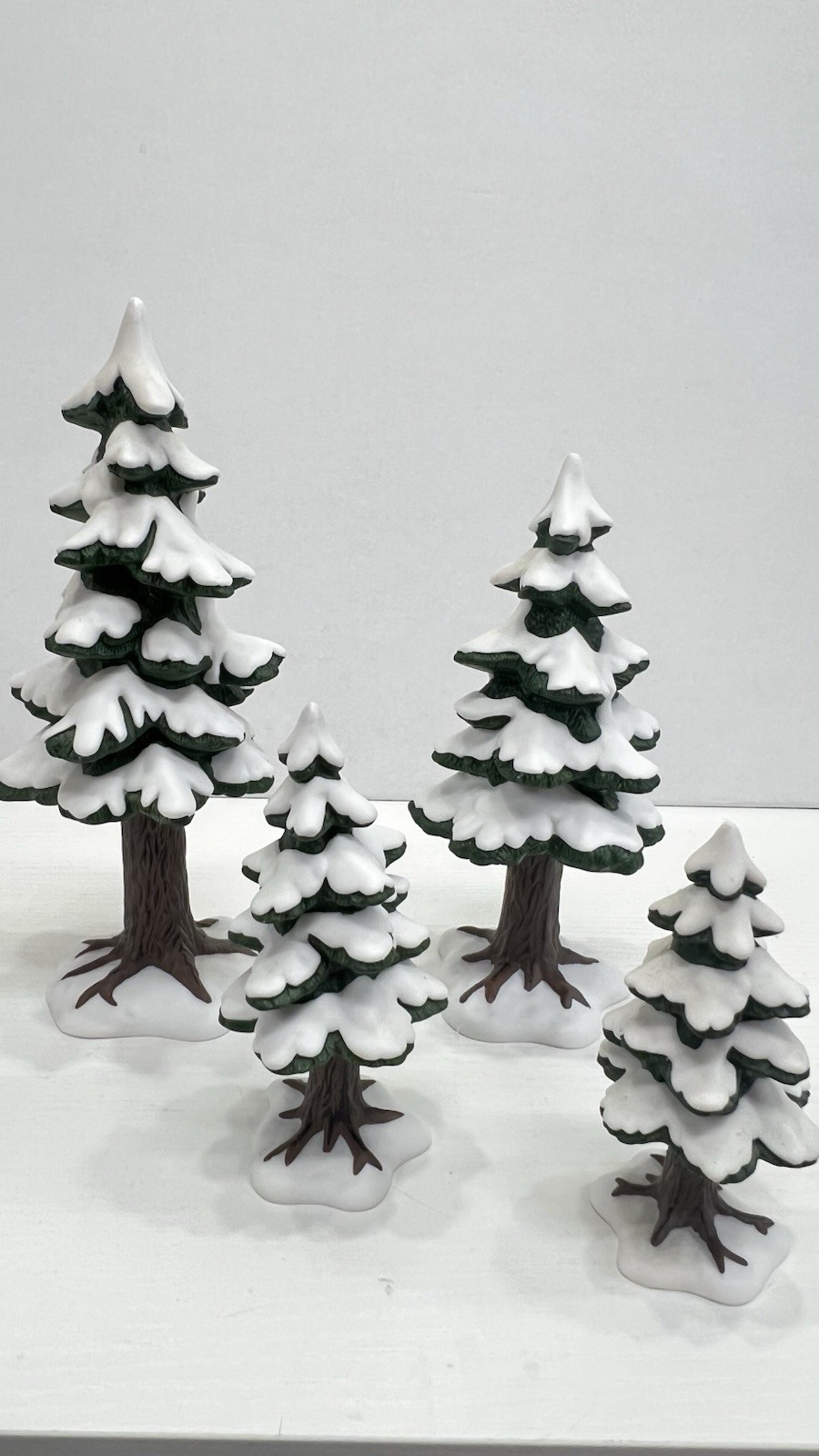 Dept 56 “ VILLAGE PORCELAIN PINES” Set Of 4 Heritage Village Collection 59001