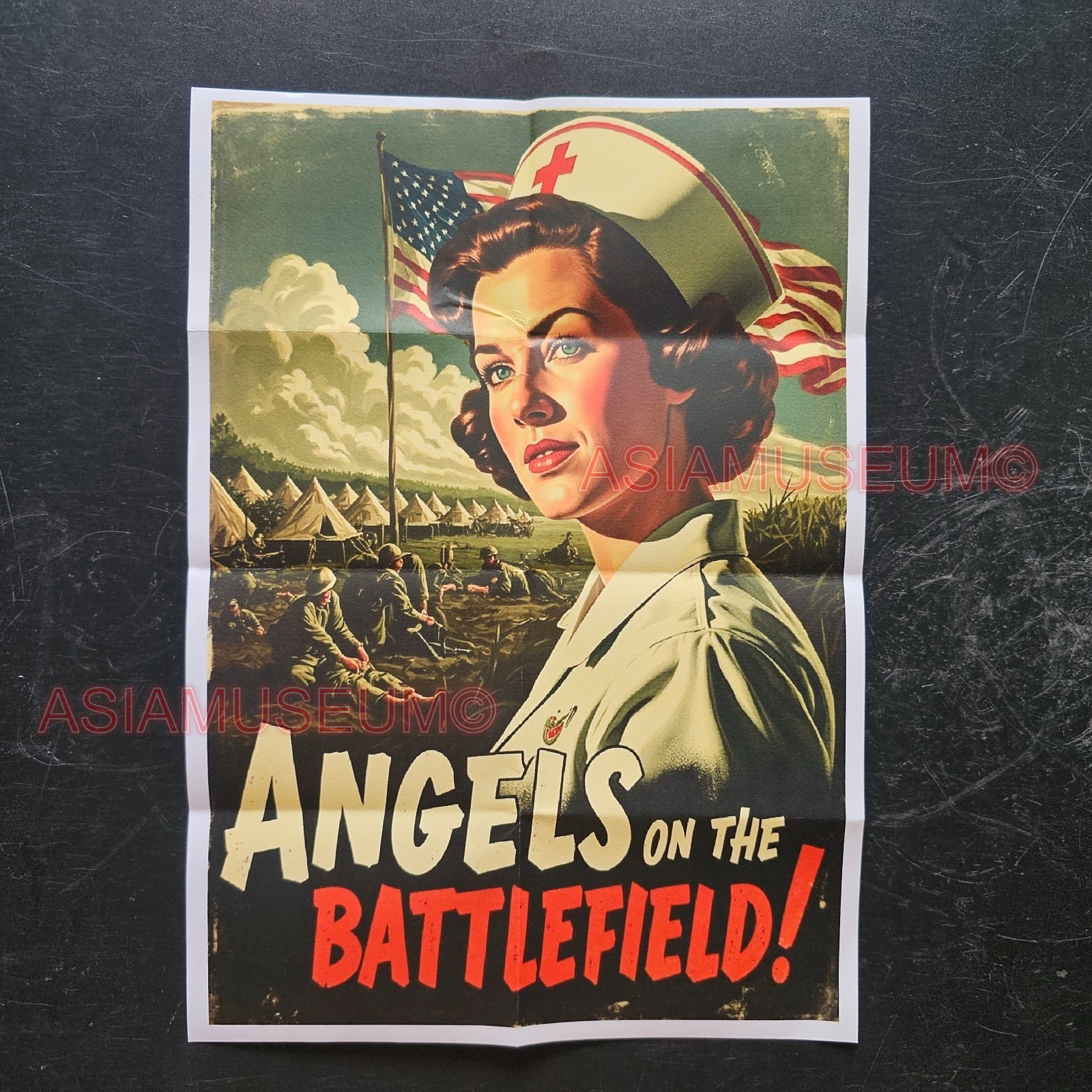 1942 WW2 USA AMERICA WOMEN JOIN RED CROSS ARMY ANGEL WAR PROPAGANDA POSTER L618